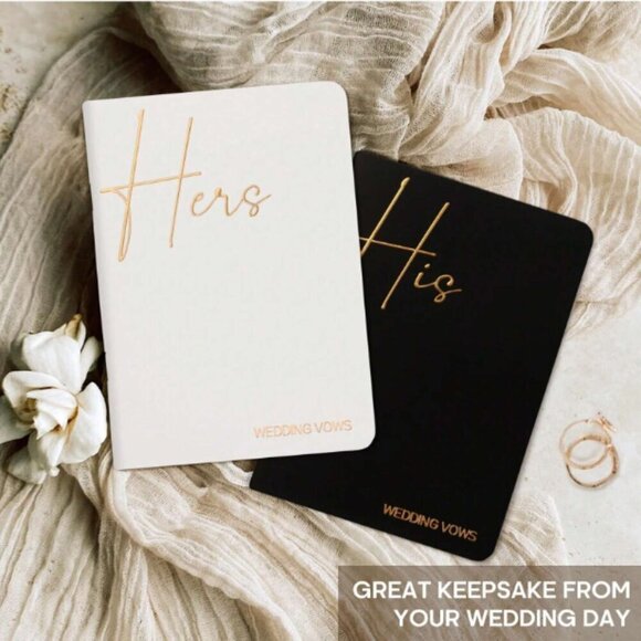 Wedding Vows His & Hers Booklet Journals 1 Black 1 White NWT - Picture 1 of 5
